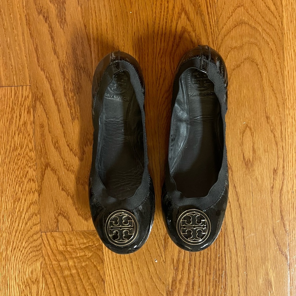 Tory Burch black patent leather flats